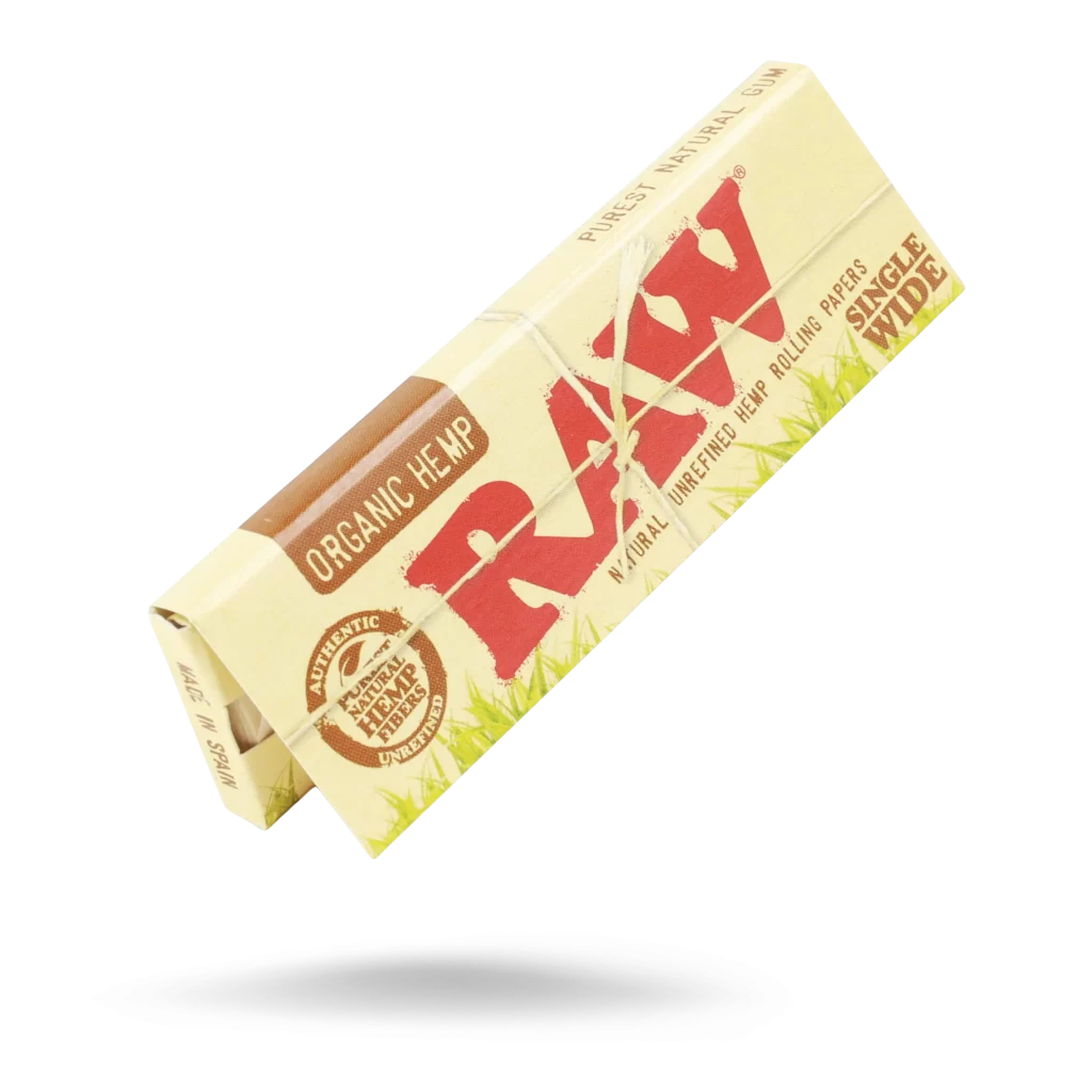 Papel para fumar RAW Organic Hemp tamaño 1 1/4 natural y sin blanquear, disponible en Stoners Colombia