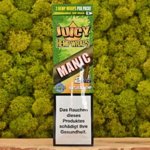 Paquete de Juicy Hemp Wraps sabor Manic, wraps de cáñamo con sabor frutal intenso y vibrante.
