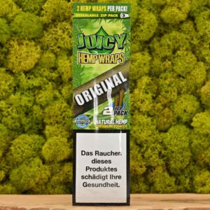 Paquete de Juicy Hemp Wraps Original, wraps naturales de cáñamo sin saborizantes.
