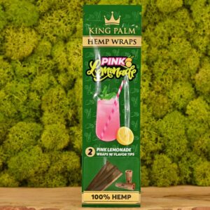 King Palm Hemp Wrap Pink Lemonade paquete con wraps naturales de hoja de palma sabor limonada rosada.
