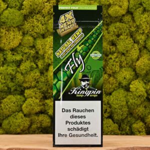 Hoja de blunt Kingpin Hemp Spanish Fly para fumar, presentación 4 wraps.