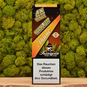 Hojas de blunt Kingpin Hemp Manic, wraps de cáñamo en paquete de 4.