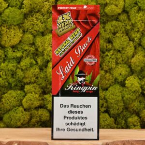 Kingpin Hemp Laid Back hojas de blunt, paquete con 4 wraps naturales.
