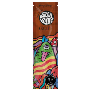 Empaque frontal de blunt de cáñamo Soulblime sabor chocolate, pack 2 hojas.
