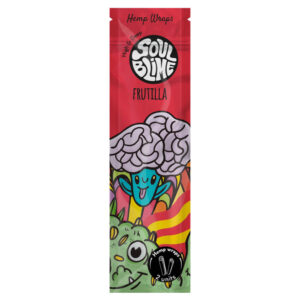 Empaque frontal de blunt de cáñamo Soulblime sabor frutilla, pack 2 hojas.