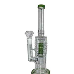 Bong de vidrio 12 pulgadas con anillos decorativos, filtración suave y diseño resistente