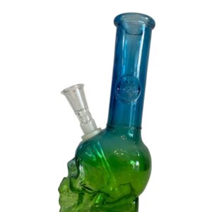 Bong de vidrio con detalles en color.