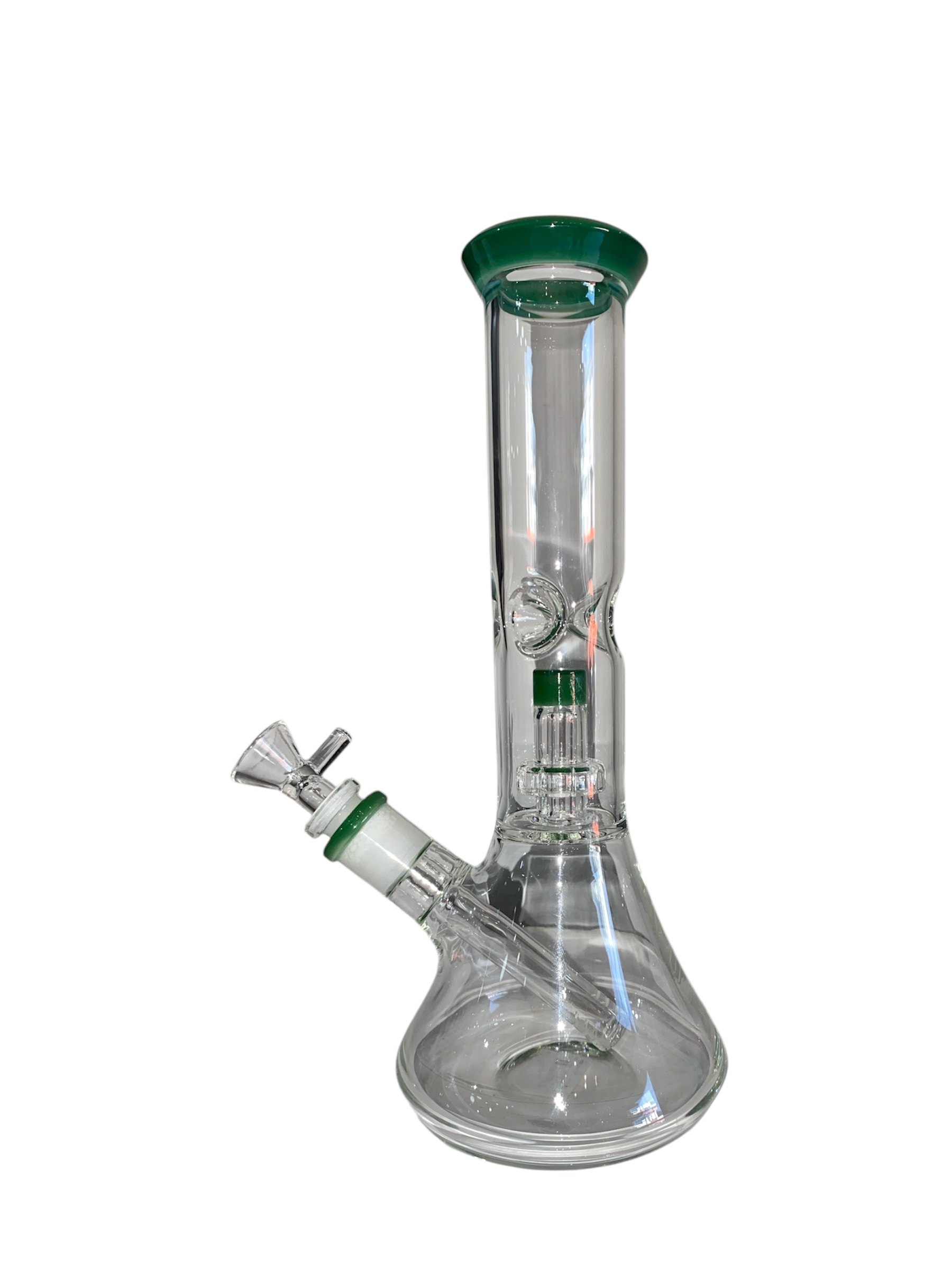 Bong de vidrio con tubo recto.