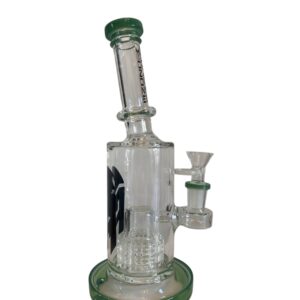 Bong Mozone 10” de vidrio transparente con base estable y tubo recto.