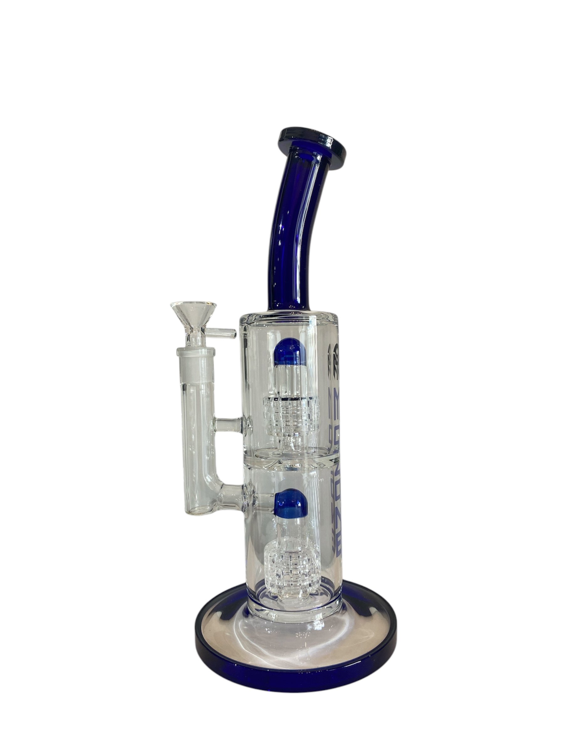Bong Mozone de 12 pulgadas en vidrio grueso, diseño resistente y compacto.