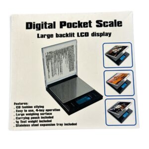 Gramera digital de bolsillo con diseño de estuche de CD y pantalla LCD azul