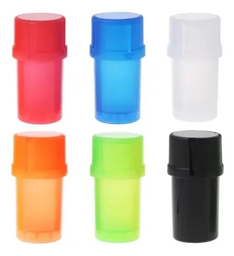 Grinder Tainer con contenedor en rojo, azul, blanco, naranja, verde y negro
