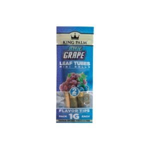 King Palm Mini x2 sabor Blue Grape – empaque con 2 rollos de hoja de palma y filtro de maíz