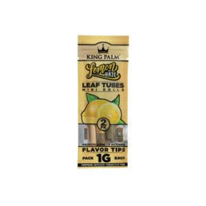 King Palm Mini x2 sabor Lemon Haze – empaque con 2 rollos de hoja de palma y filtro de maíz