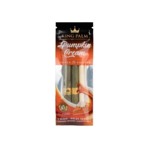 King Palm Mini x2 sabor Pumpkin Cream – empaque con 2 rollos de hoja de palma y filtro de maíz