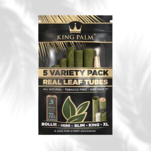 Empaque King Palm Natural Variety Pack x5 con tubos de hoja de palma