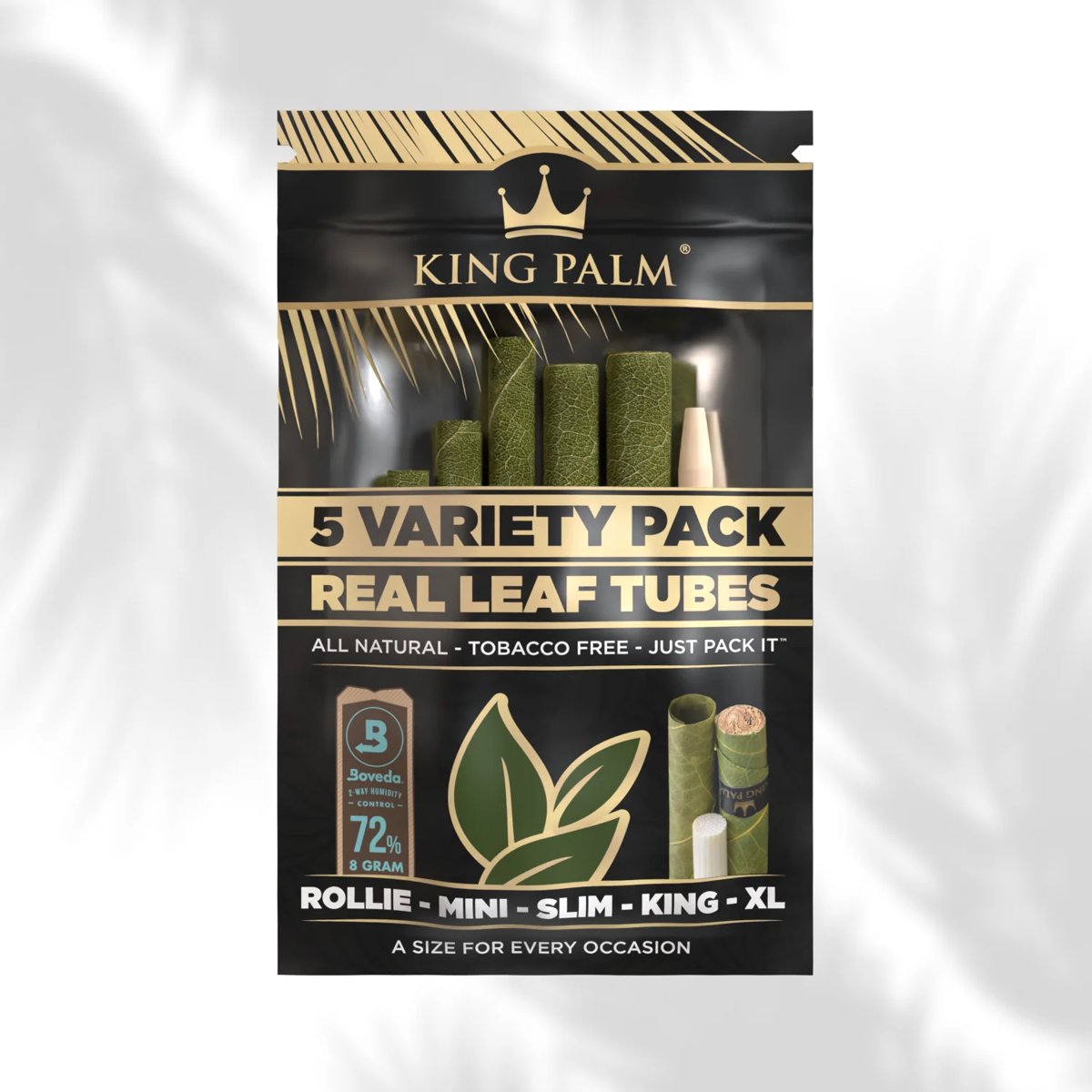 Empaque King Palm Natural Variety Pack x5 con tubos de hoja de palma