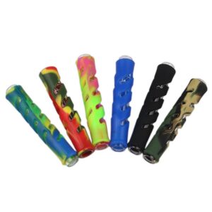 Pipas de silicona rectas con tubo de vidrio en colores surtidos