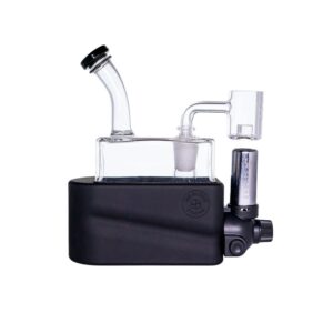 Stache Rig In One (RiO) negro: pipa de agua para ceras de vidrio con banger de cuarzo y soplete integrado
