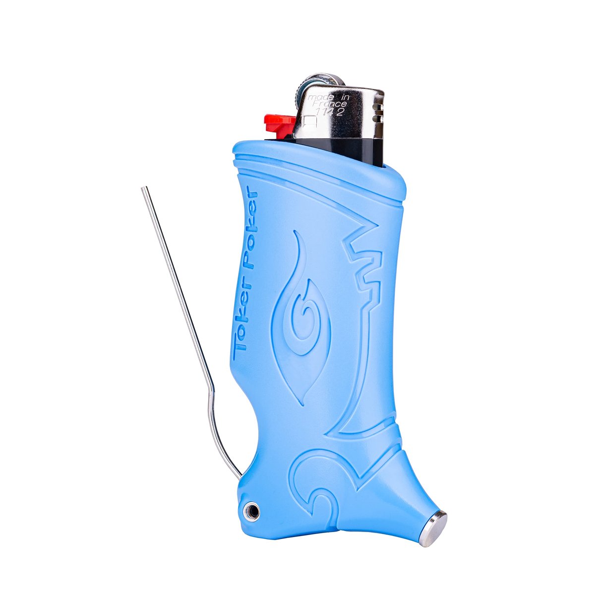 Toker Poker estuche para encendedor color azul claro con aguja y pisón